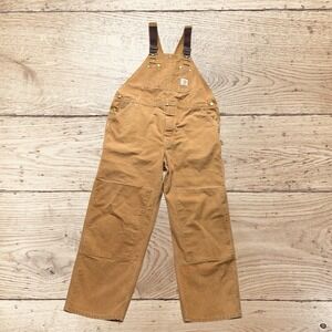 Carhartt Bib Overalls Men's 44x30 Brown Duck Canvas Double Knee R01BRN